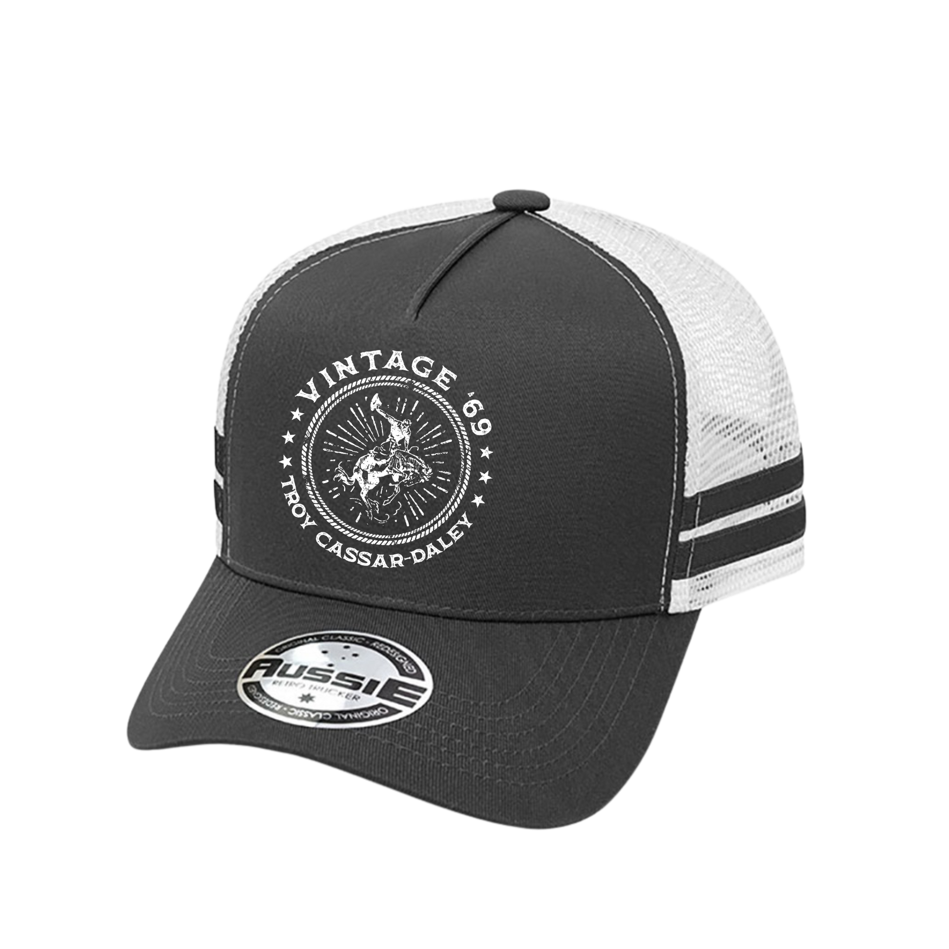 Vintage 69 Striped Trucker cap Black - Main Image